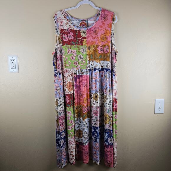Johnny Was Cosmo Easy Fit Tea Length Sleeveless Floral Patchwork Boho Dress 3X - Picture 2 of 8
